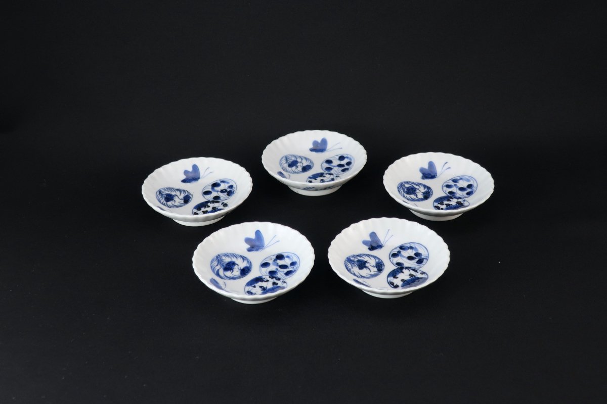伊万里染付丸文豆皿 五枚組 / Imari Small Blue & White Plates set of