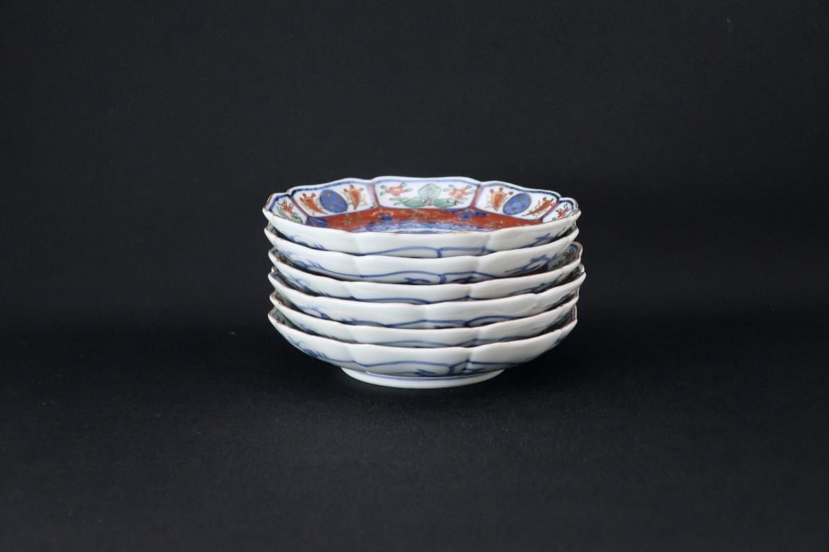 大聖寺伊万里色絵四寸皿 六枚組 / Daishoji Imari Small 大聖寺伊万里色絵四寸皿 六枚組 / Daishoji Imari Small