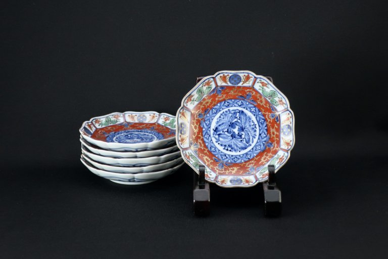 大聖寺伊万里色絵四寸皿　六枚組 / Daishoji Imari Small Polychrome Plates  set of 6