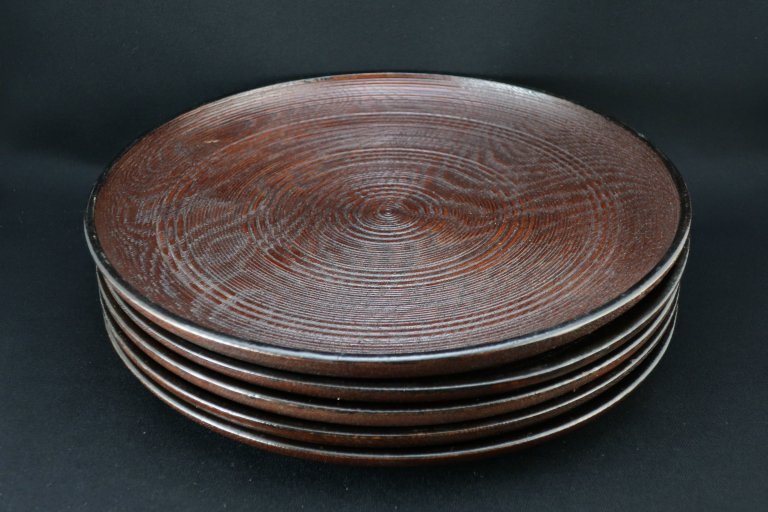 木製丸盆　五枚組 / Wooden Round Trays  set of 5