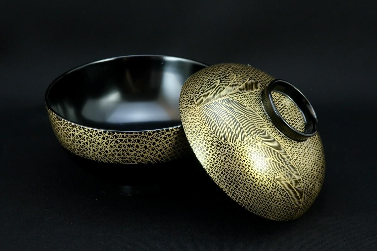 輪島塗沈金蒔絵吸物椀 五客組 / Wajima black-lacquered Soup 輪島塗沈金蒔絵吸物椀 五客組 / Wajima black-lacquered Soup