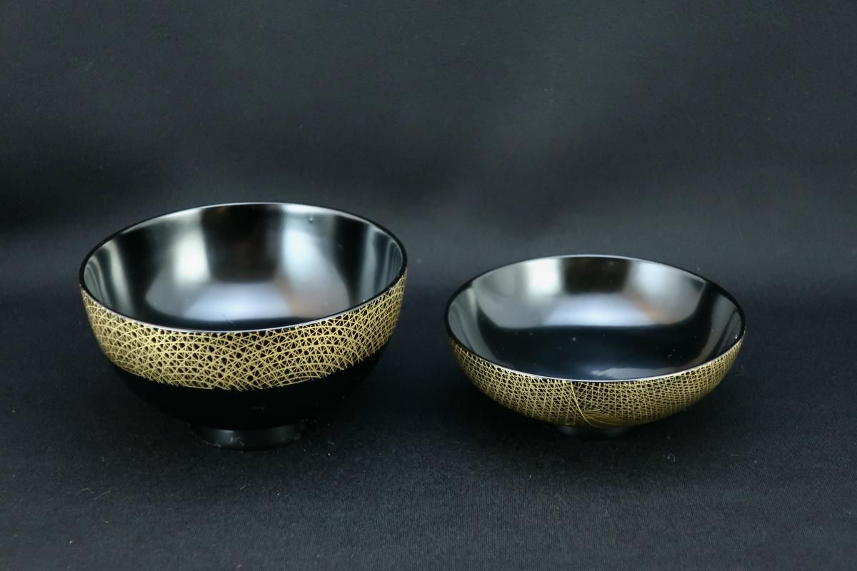 輪島塗沈金蒔絵吸物椀 五客組 / Wajima black-lacquered Soup 輪島塗沈金蒔絵吸物椀 五客組 / Wajima black-lacquered Soup