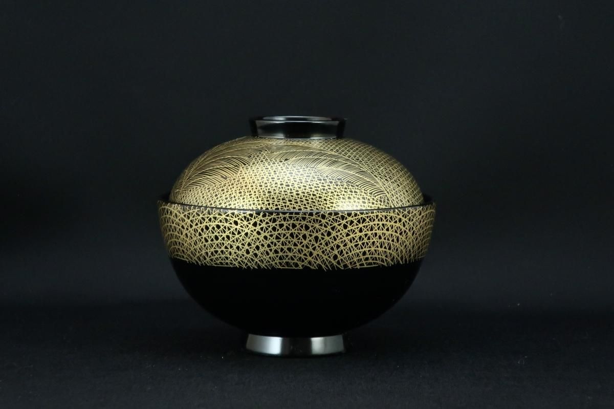 輪島塗沈金蒔絵吸物椀 五客組 / Wajima black-lacquered Soup 輪島塗沈金蒔絵吸物椀 五客組 / Wajima black-lacquered Soup