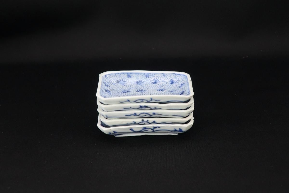伊万里染付微塵唐草文長豆皿 五枚組 / Imari Small Rectangular