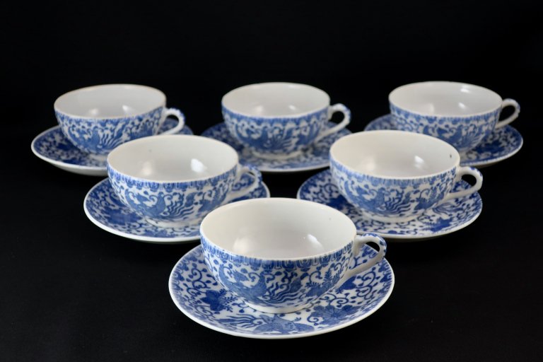 ΤȽ˱ʸƥåסϻ / Imari Blue & White Tea Cup & Saucer set of 6