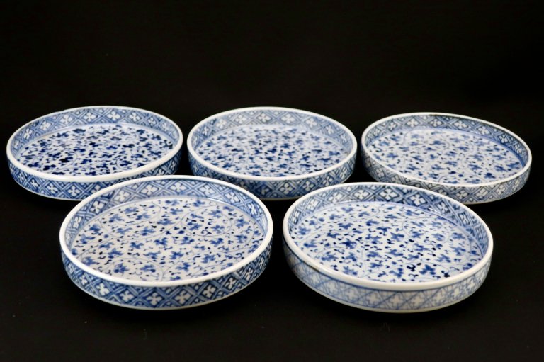 Τʸ / Imari Blue & White Plates with the pattern of 'Hagikarakusa'  set of 5