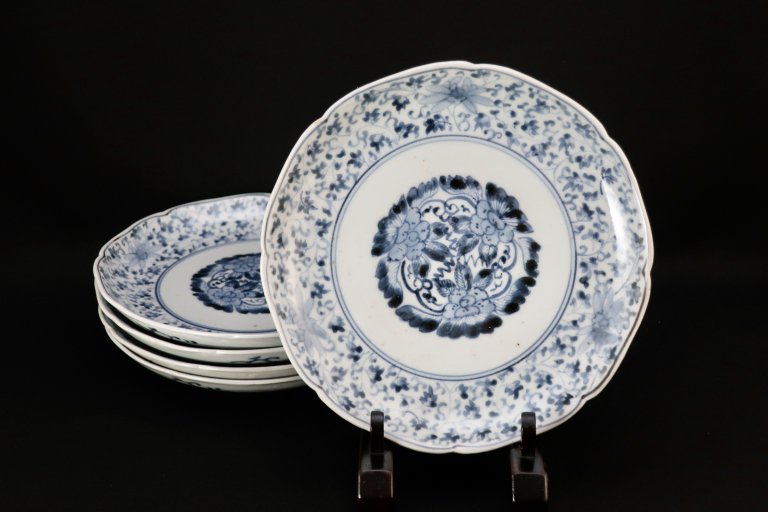 Τղʸϻ / Imari Blue & White Plates with the pattern of 'Hanakarakusa'  set of 5