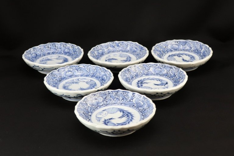 伊万里線描染付小なます皿　六枚組 / Imari Small Blue & White 'Namasu' Bowls  set of ６