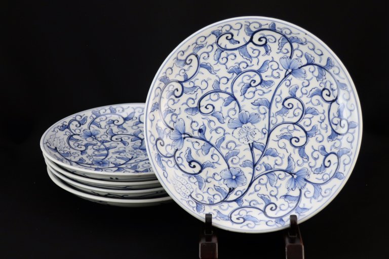 Τʸ / Imari Blue & White Plates  set of 5