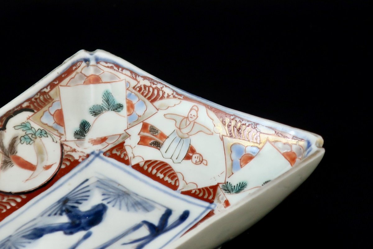 伊万里色絵立雛丁子文長皿　五枚組 / Imari Rectangular Polychrome Plates set of 5 - OKURA  ORIENTAL ART / 大蔵オリエンタルアート