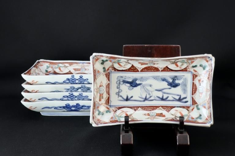 ΤΩʸĹ / Imari Rectangular Polychrome Plates  set of 5