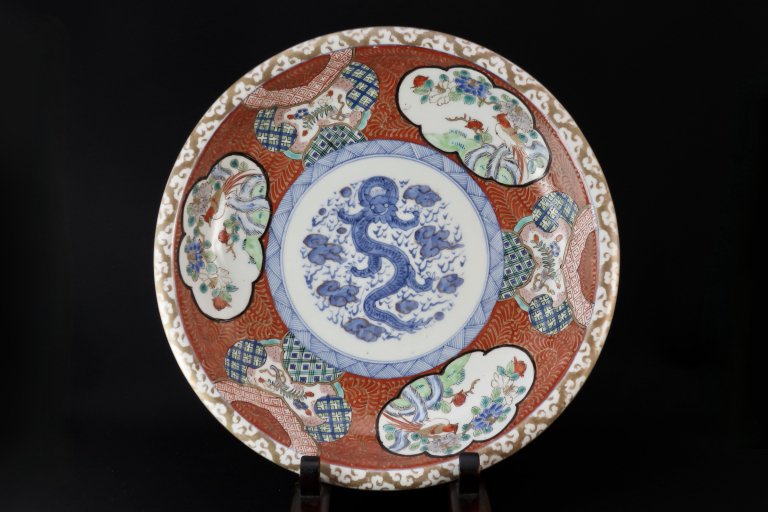 ΤζĻʸ绮 / Imari Large Polychrome Plate with the picture of Dragon and Flowers