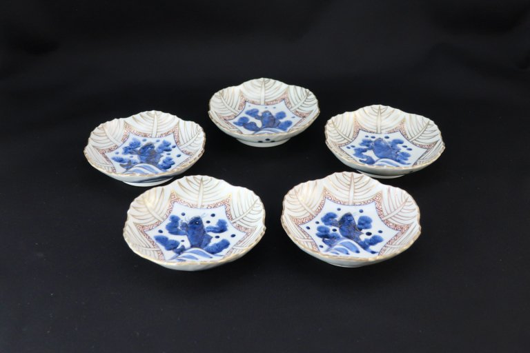 ΤФοշ / Imari Small Polychrome Leaf-shaped Plates  set of 5