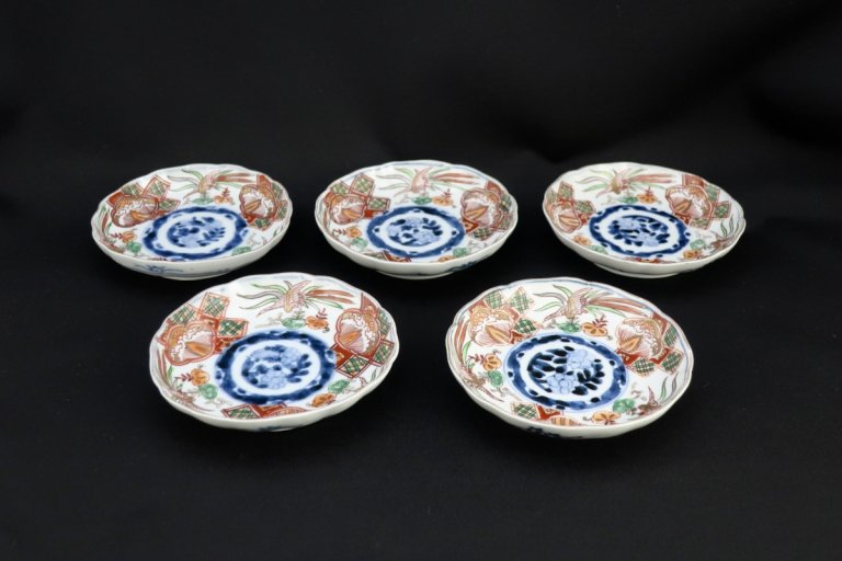 伊万里色絵鳳凰文四寸皿 / Imari Small Polychrome Plates with the picture of Phoenixes  set of 5