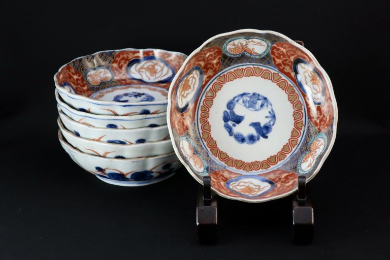 伊万里色絵花鳥文なます皿　六枚組 / Imari Polychrome 'Namasu' Bowls  set of 5