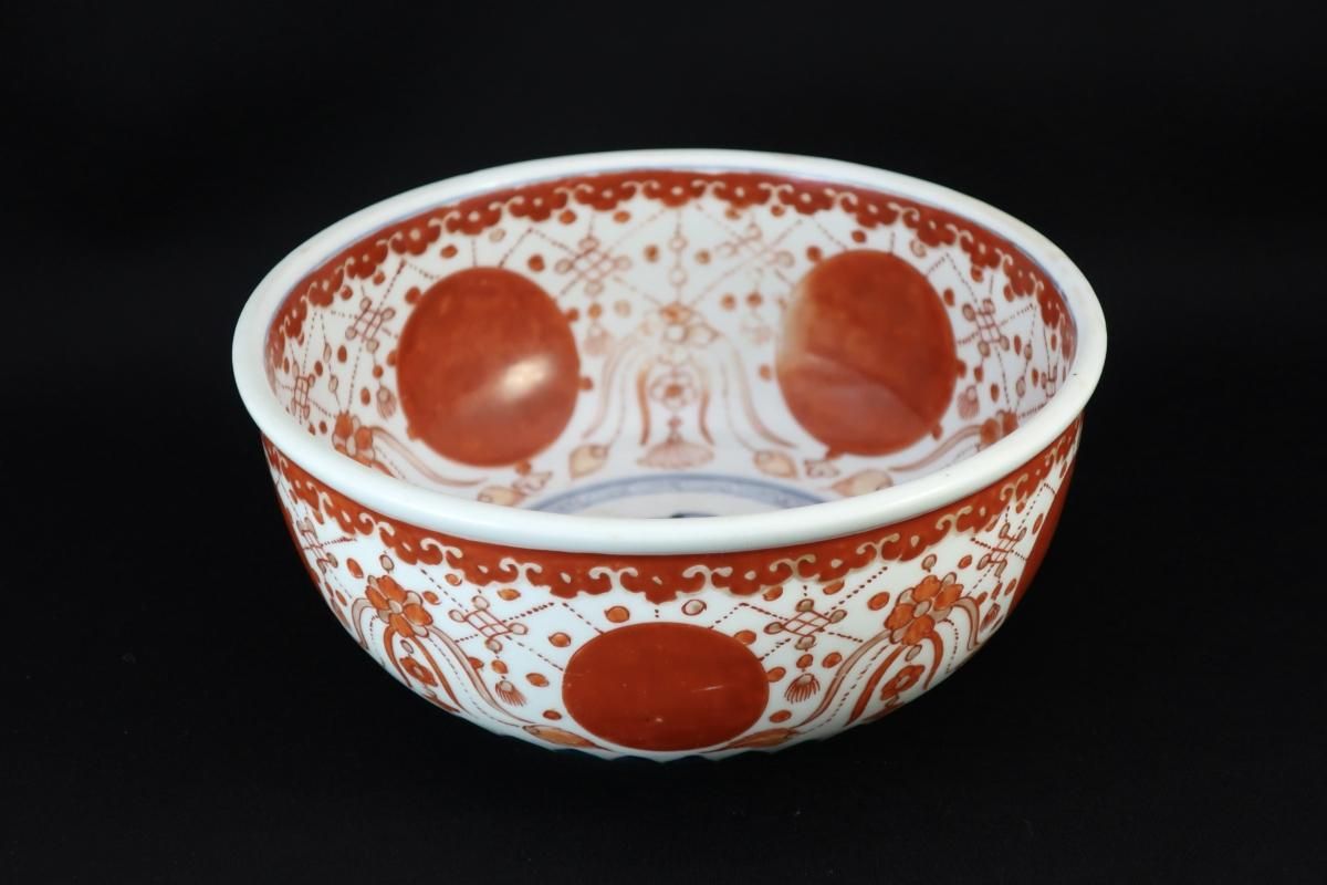 伊万里色絵赤玉瓔珞文中鉢 / Imari Poychrome Bowl with the