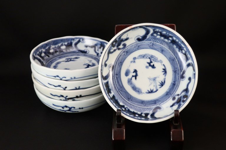 伊万里染付龍文なます皿　五枚組 / Imari Blue & White 'Namasu' Bowls with the picture of Dragons  set of 5
