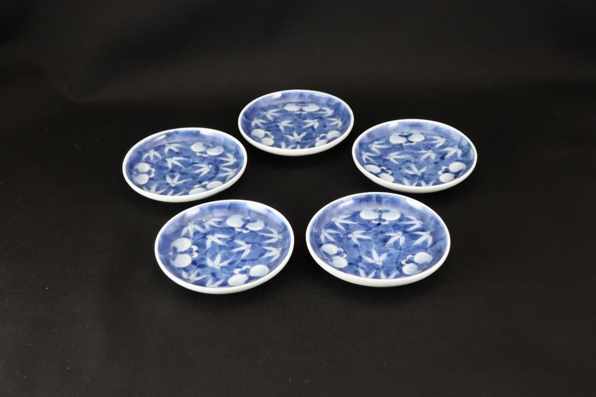 伊万里染付竹蝶文豆皿 五枚組 / Imari Small Blue & White