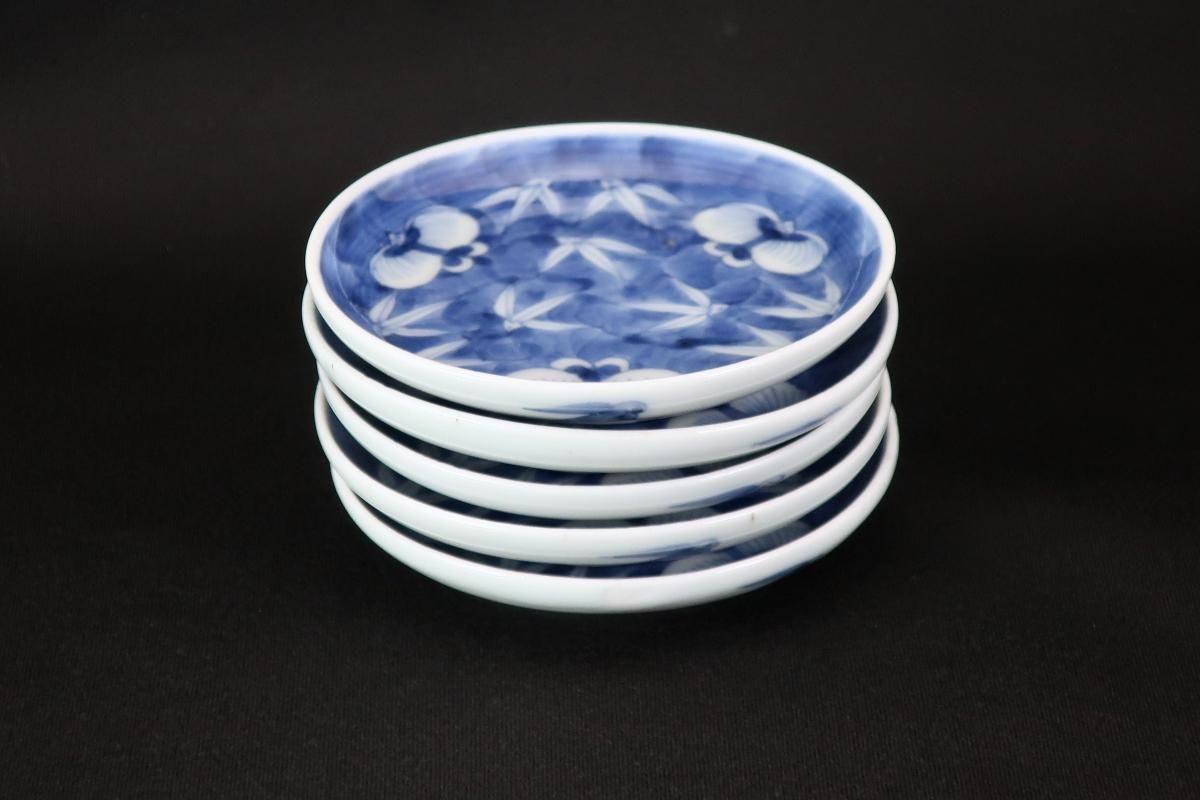 伊万里染付竹蝶文豆皿 五枚組 / Imari Small Blue & White