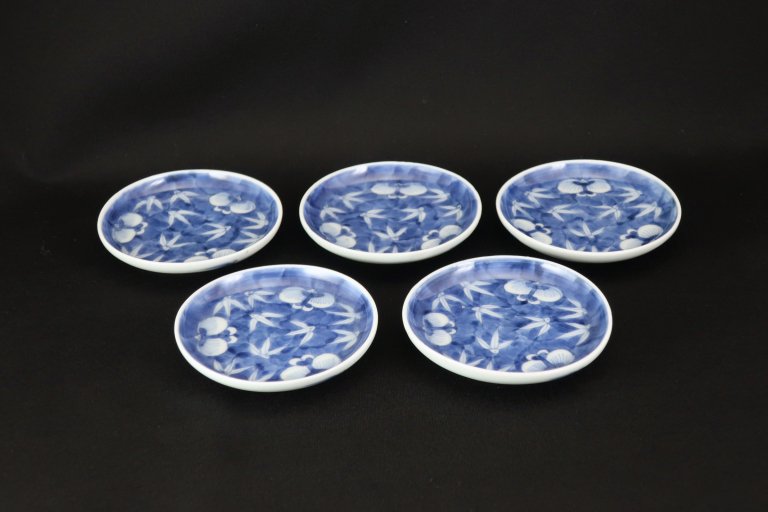 ΤĳʸƦ / Imari Small Blue & White Plates with the picture of Butterflies  set of 5