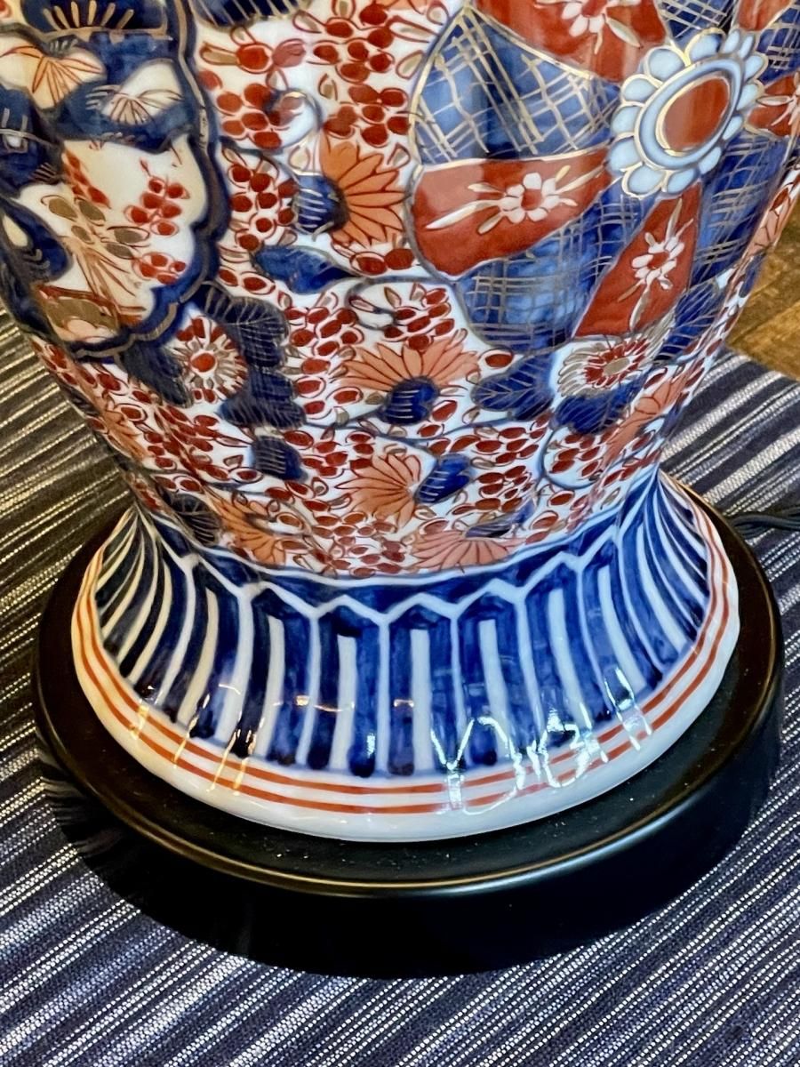 伊万里色絵菊花形壺テーブルランプ / Table Lamp of Imari