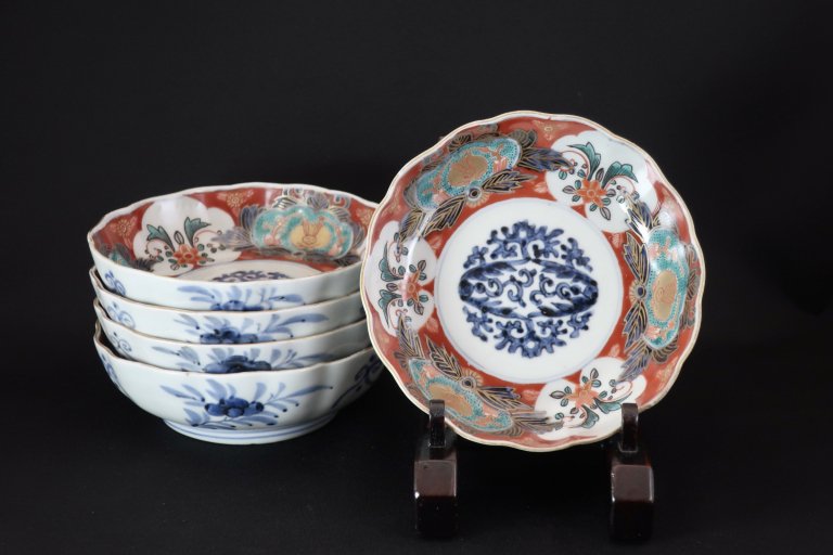 Τʸʤޤ / Imari Polychrome 'Namasu' Bowls with the picture of Rabbits  set of 5