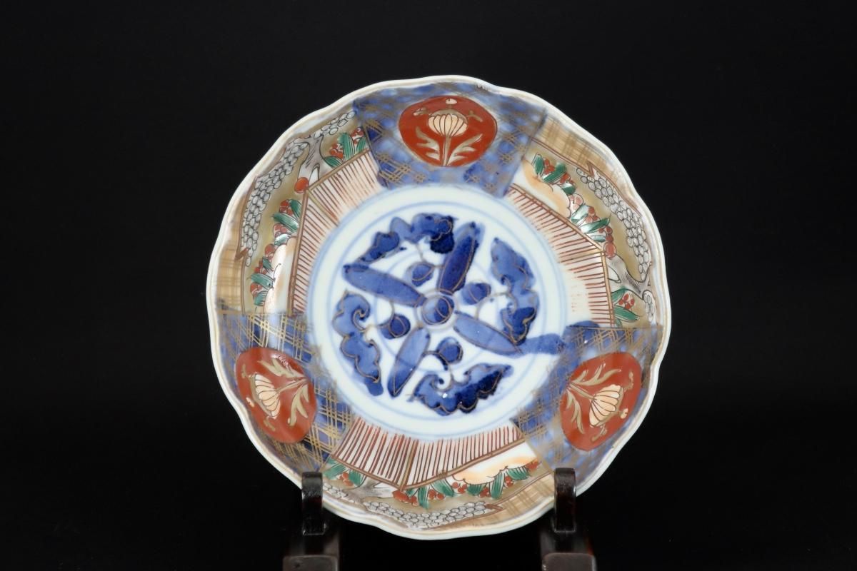 伊万里色絵草花文なます皿 五枚組 / Imari Polychrome 'Namasu