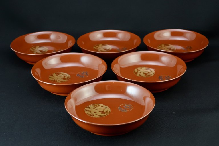 ɺۻһϻ / Red-lacquered Sweet Plates  set of 6