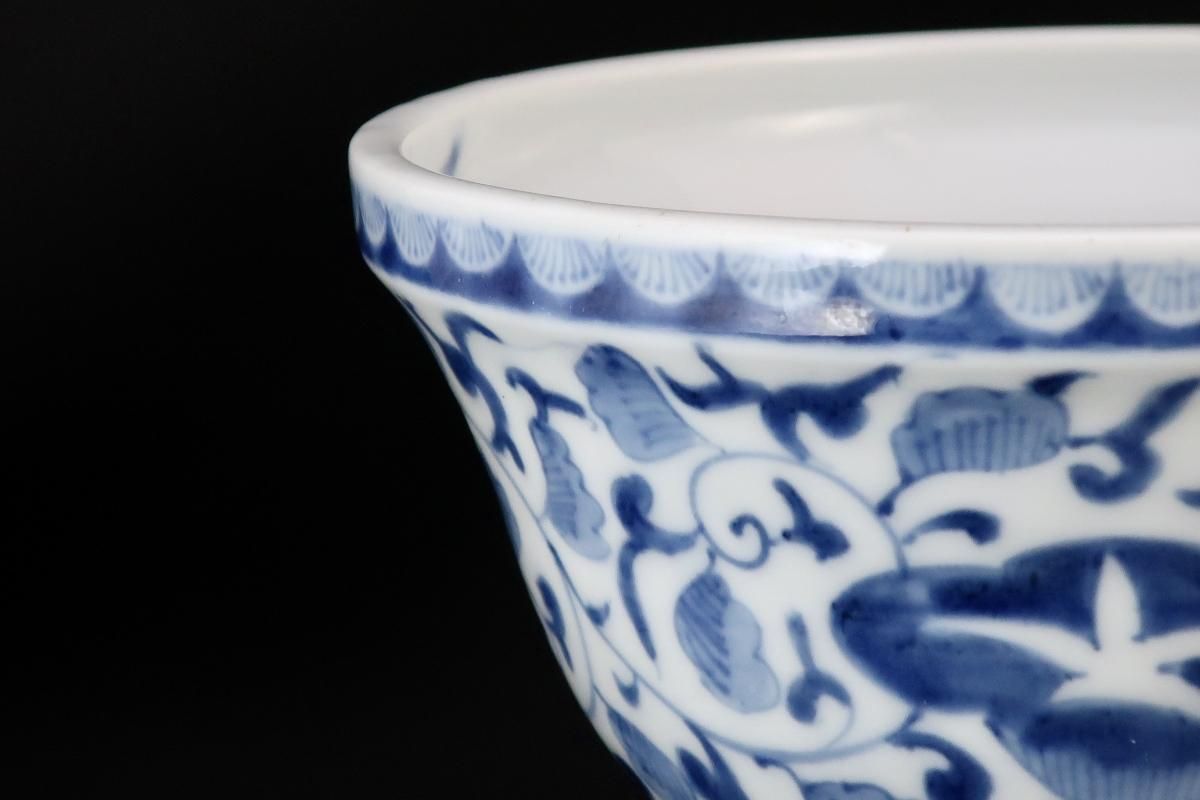 伊万里染付朝顔文盃洗 / Imari Blue & White 'Hsaisen' Sake Cup