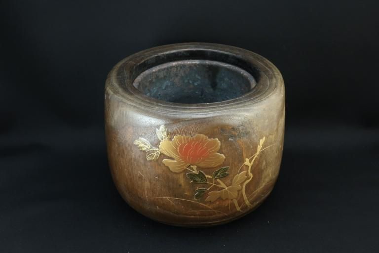 香合 寿老人蒔絵 切立天丸 鳳斉 10月 石川県 加賀蒔絵師 保谷美成 茄子 丸盆 飾り盆 共箱 在銘 漆器