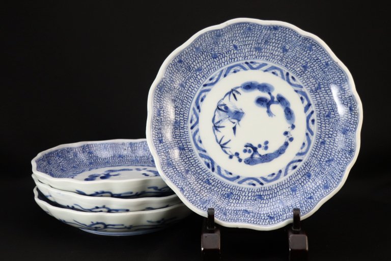 Τʸ / Imari Blue & White Plates  set of 4