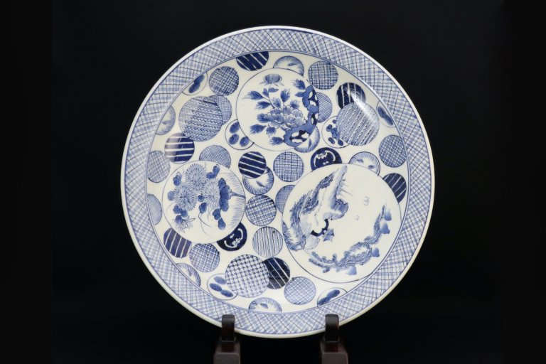 Τմʸ绮 / Imari Large Blue & White Plate with the pattern of Circles