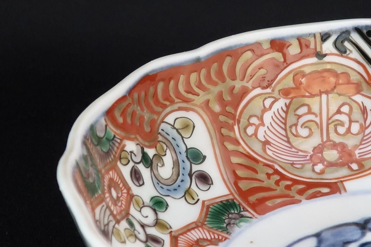 伊万里焼色絵ねじれ文に鳳凰図錦手なます皿5枚 [B24902] 伊万里焼色絵ねじれ文に鳳凰図錦手なます皿5枚 [B24902]