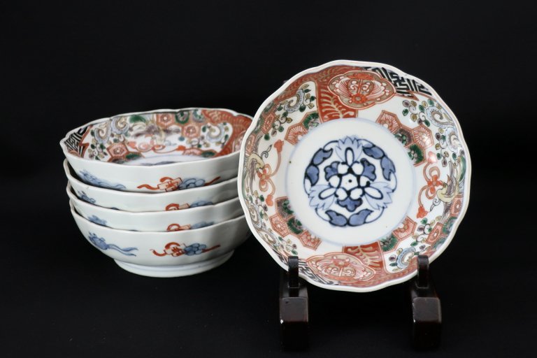 Τ˱ʸʤޤ / Imari Polychrome ' Namasu' Bowls with the picture of Phoenixes   set of 5