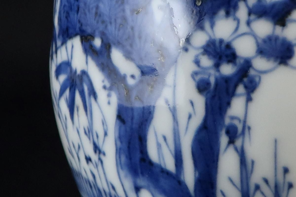 伊万里染付松竹梅蛸唐草文御神酒徳利 一対 / Imari Blue & White