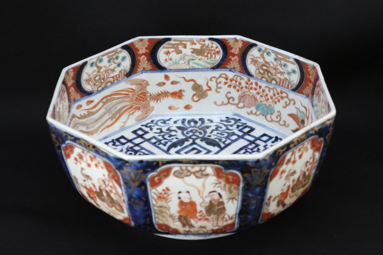 伊万里色絵鳳凰唐子文八角大鉢 / Imari Large Octagonal Polychrome Bowl with the picture of Phoenixes  