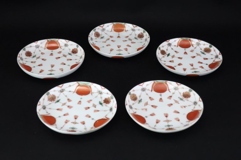 Τʸ / Imari Small  Polychrome Plates with the pattern of 'Yorakumon'  set of 4