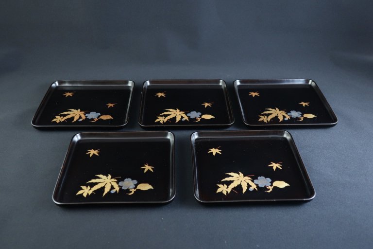 ɱӼѲۻһ / Black-lacquered Square Sweet Plates  set of 5