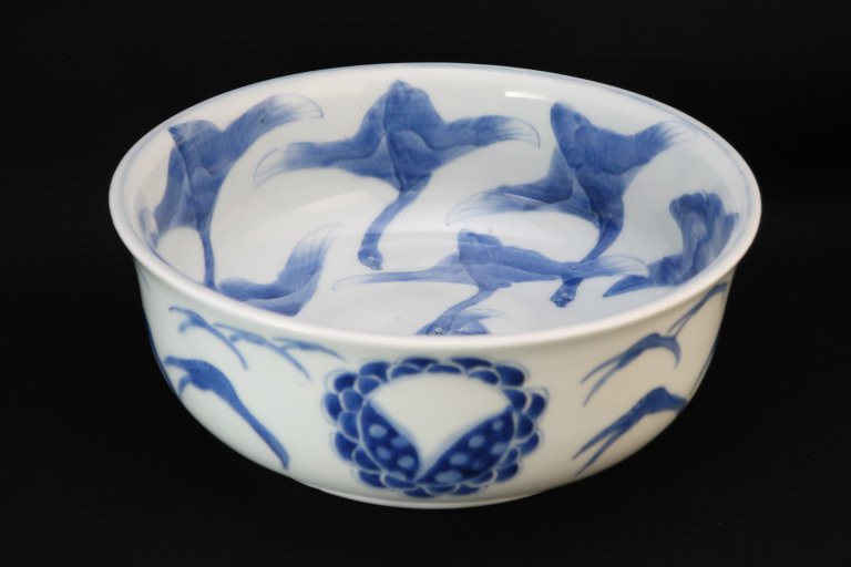 伊万里染付鶴文大鉢 / Imari large Blue & White Bowl with the picture of Cranes