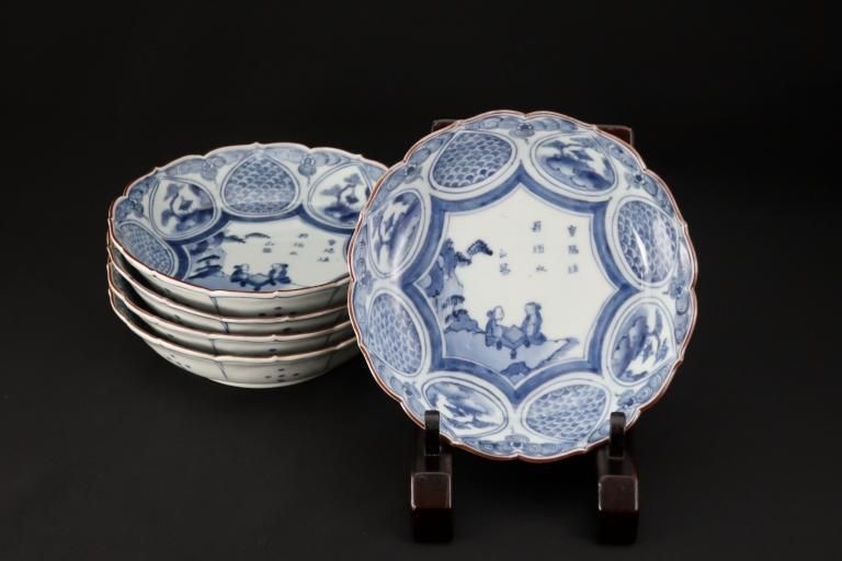 Τʸʤޤ / Imari Blue & White 'Namasu' Bowls  set of 5