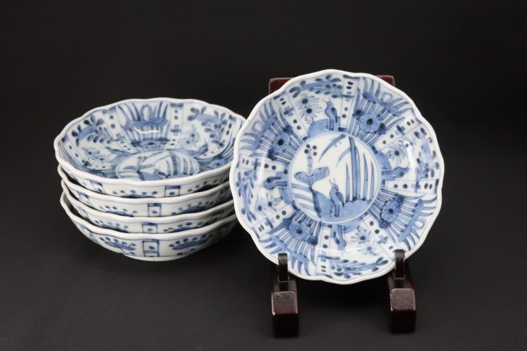 伊万里染付芙蓉手なます皿　五枚組 / Imari Blue & White 'Namasu' Bowls  set of 5
