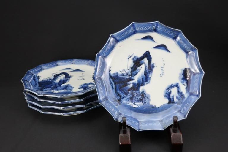 Τջʸѷϻ / Imari Blue & White Plates with the picture of Scenery  set of 5