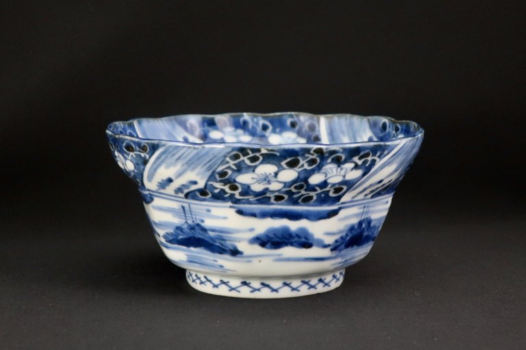 伊万里染付梅花山水文中鉢 / Imari Blue & White Bowl with the picture of Plum Blossoms