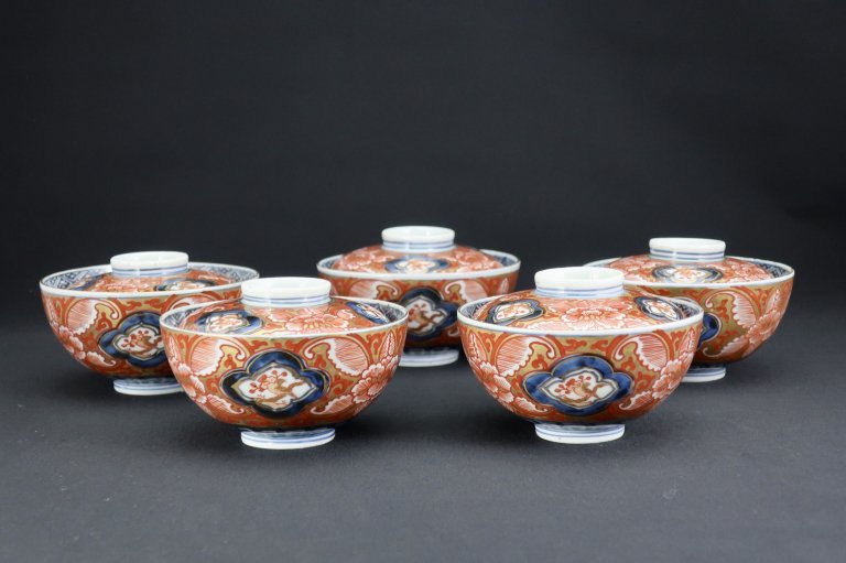 ΤֳĻʸҡ޵ / Imari Polychrome Rice Bowls with Lids  set of 5
