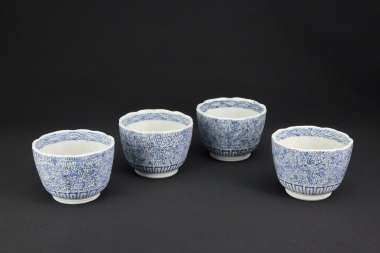 Τʸա͵ / Imari Blue & White 'Mukoduke' Cups  set of 4