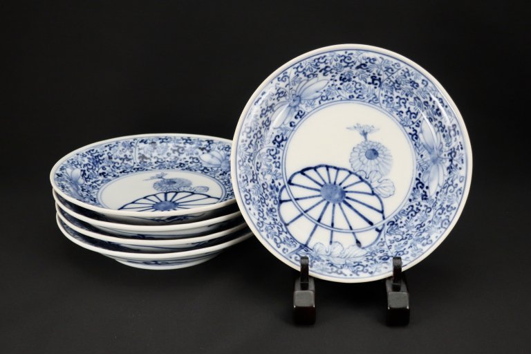 ΤղƲʸϻ / Imari Blue & White Plates with the pattern of 'Hanakarakusa'  set of 5