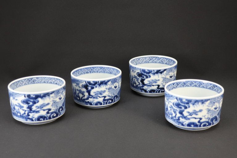 Τջʸա͵ / Imari Blue White Mukoduke' Cups  set of 4