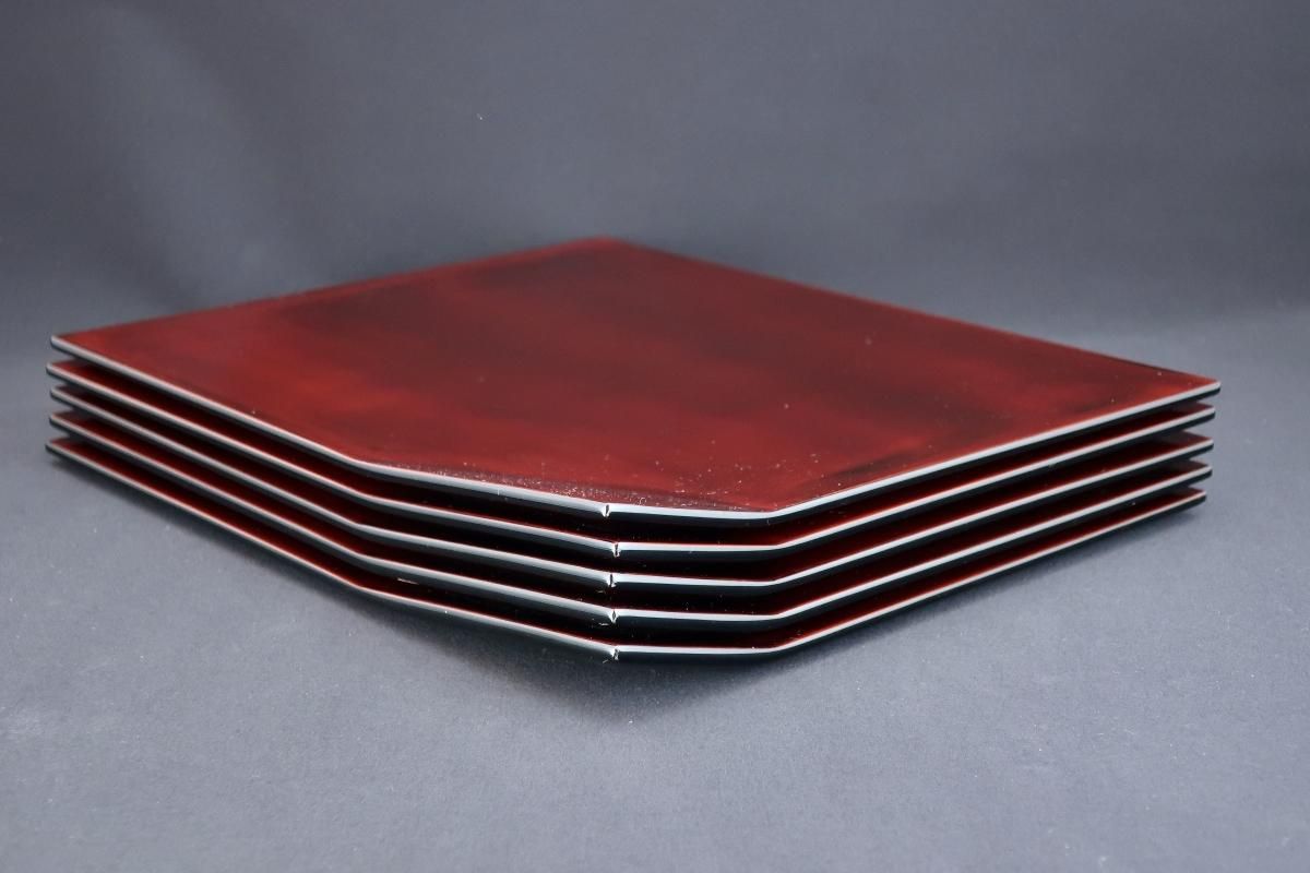 輪島塗折敷揃 五客 / Wajima-lacquered Trays set of 5 - OKURA 