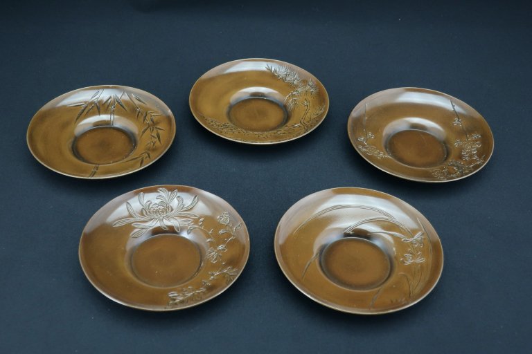 Ƽ񡡸 / Bronze Tea cup Saucers  set of 5
