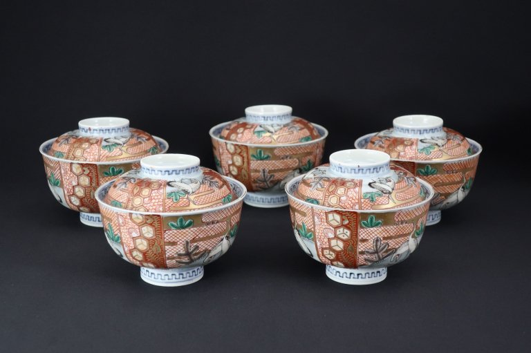 Τᵵʸҡ޵ / Imari Polychrome Bowls with  Lids   set of 5